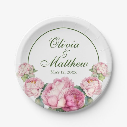 Rosa Rosa Blüten Rosa Rosen Pappteller (Vorderseite)