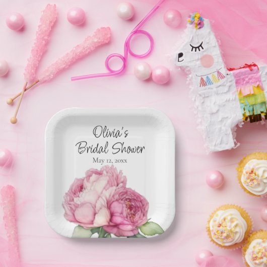 Rosa Rosa Blüten Rosa Rosen Pappteller (Party)