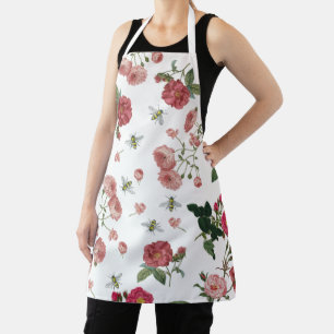 Rosa rosa Blüten und Bienen Vintage Blumen feminin Schürze