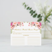 Rosa Rosa Blütenblume Brautparty Gold Rezept Karte (Stehend Vorderseite)