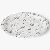 Rosa Rosa Blütenblume Delikate Wildblumen Hütte Pappteller (Schrägansicht)