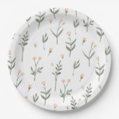 Rosa Rosa Blütenblume Delikate Wildblumen Hütte Pappteller (Vorderseite)