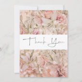 Rosa-Rosa-Blütenblume-Monogramm-Arsch Dankeskarte (Vorderseite)