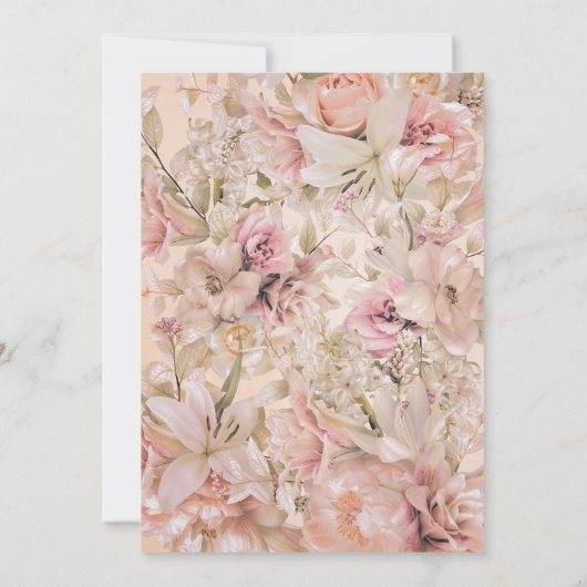 Rosa-Rosa-Blütenblume-Monogramm-Arsch Einladung (Rückseite)