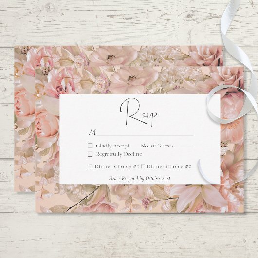 Rosa-Rosa-Blütenblume-Monogramm-Arsch RSVP Karte