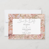 Rosa-Rosa-Blütenblume-Monogramm-Arsch Save The Date (Vorderseite)