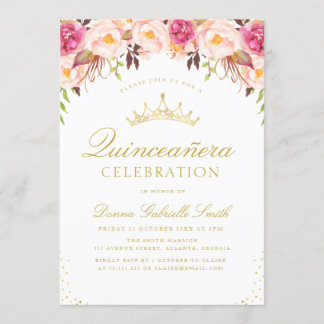 Rosa Rosa Blütenblüte Einladung Quinceanera