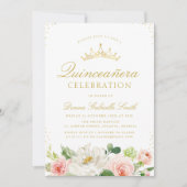 Rosa Rosa Blütenblüte Einladung Quinceanera (Vorderseite)