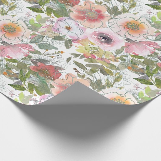 Rosa Rosa Blütenfarbe Blumengrün Geschenkpapier (Ecke)