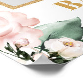 Rosa Rosa Blütengold Babydusche Foto Stütze Poster (Ecke)
