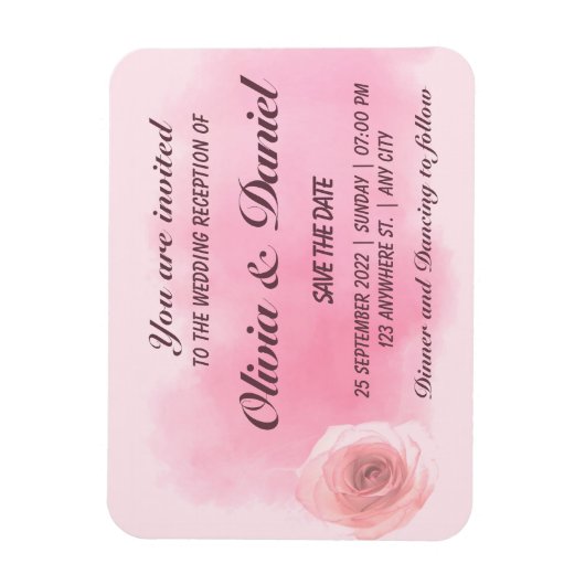 Rosa Rosa-Blütenhochzeit Magnet (Vertikal)