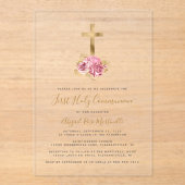 Rosa-Rosa-Blütenkommune Acryleinladungen (Vorderseite)