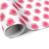 Rosa Rosa Blütenschlicht Geschenkpapier (Rolleneckpunkt)
