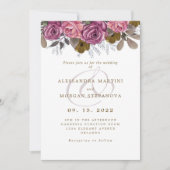 Rosa Rosa-Blütenschrift Einladung (Vorderseite)
