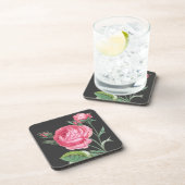 Rosa Rosa Blütenzeit Getränkeuntersetzer (Rechte Seite)