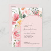 Rosa-Rosa-Boho-Blumenchic Girl Garden Bridal Einladungspostkarte (Vorne/Hinten)