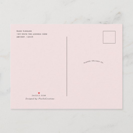 Rosa-Rosa-Boho-Blumenchic Girl Garden Bridal Einladungspostkarte (Rückseite)