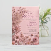 Rosa Rosa Boho Getrocknete Wildblumen Brautparty Einladung (Stehend Vorderseite)