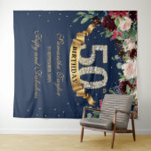 Rosa rosa Bordeaux, blumenboho 50. Geburtstag Wandteppich (Beispiel (Horizontal))