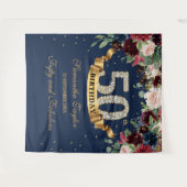 Rosa rosa Bordeaux, blumenboho 50. Geburtstag Wandteppich (Vorderseite (Horizontal))