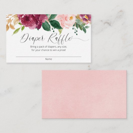 Rosa Rosa-Bordeaux-Blütenblatt-Gewinnerkarte Begleitkarte (Vorne/Hinten)