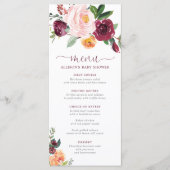 Rosa rosa Bordeaux mit floralen Duschmenüs Programm (Vorderseite)