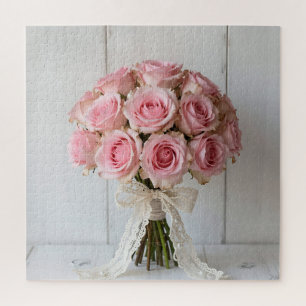 Rosa rosa Bouquet Perlen-Spitze Romantisch Puzzle