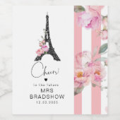 Rosa, rosa Brautparty aus Paris-Eiffelturm Weinetikett (Einzelnes Label)