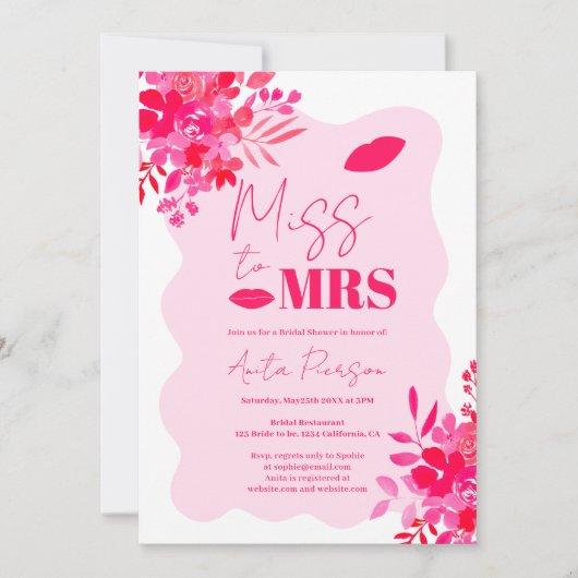 Rosa rosa Brautparty Einladung (Vorderseite)