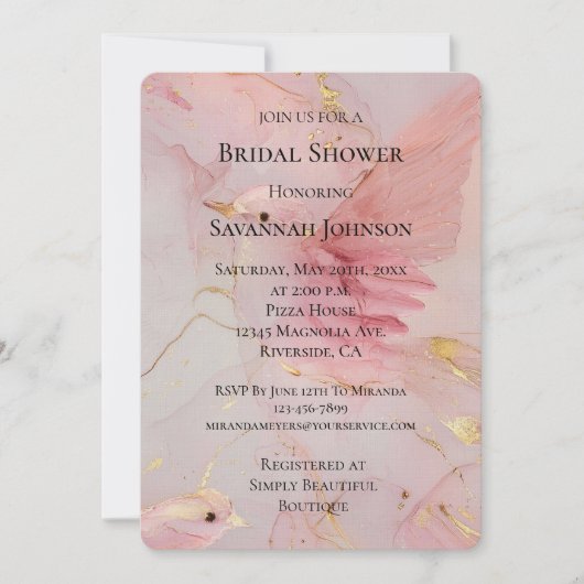 Rosa-Rosa-Brautparty Einladung (Vorderseite)