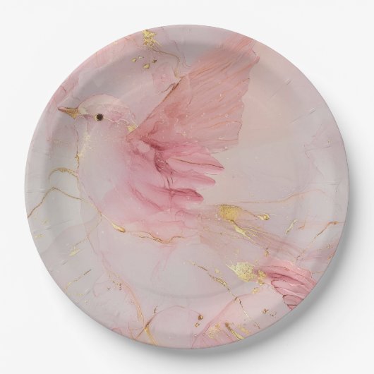 Rosa-Rosa-Brautparty Pappteller (Vorderseite)