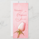 Rosa Rosa Bud Hochzeitsmenü Einladung (Vorderseite)