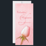 Rosa Rosa Bud Hochzeitsmenü Einladung<br><div class="desc">Doppelseitig rosa Rosa Rosa Bud Single Hochzeitsessen Menü. Wenn Sie Fragen haben oder Hilfe benötigen,  um Ihre Kurse in dieses Menü einzubinden,  kontaktieren Sie mich bitte über "Senden Sie eine Nachricht" auf meiner kleinen Eden-Hauptseite (in verlassen Panel) für weitere Hilfe. Design und Fotografie von Sarah Trett.</div>