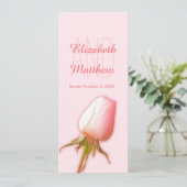 Rosa Rosa Bud Hochzeitsmenü Einladung (Stehend Vorderseite)
