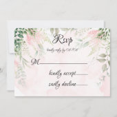 Rosa rosa Chic Florals Green Wedding RSVP Cards Einladung (Vorderseite)