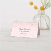 Rosa Rosa Confetti Glitzer Personalisiert Place Ca Platzkarte (Rückseite)