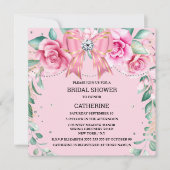 Rosa Rosa-Country-Satin-Bug-Glitzer Einladung (Vorderseite)