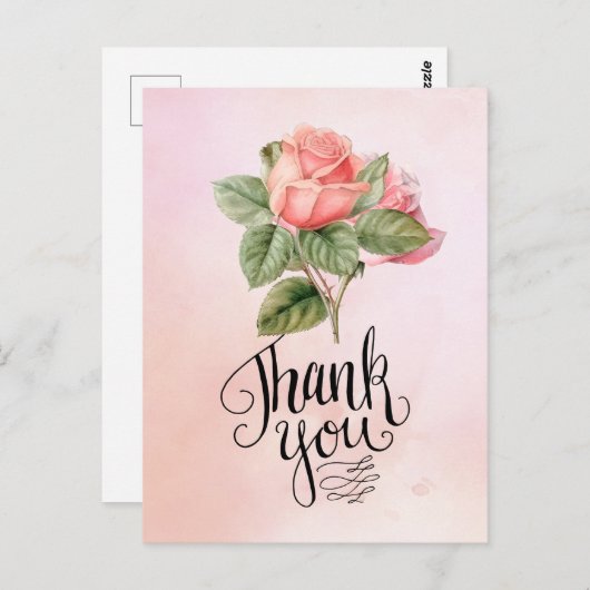 Rosa Rosa Danke Karte auf rosa Hintergrund (Vorne/Hinten)