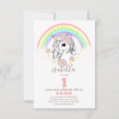 Rosa Rosa Einhorn Geburtstagsfeier Einladung (Vorderseite)