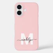 Rosa Rosa Elegant Minimaler Name Monogramm Case-Mate iPhone Hülle (Rückseite)