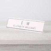 Rosa Rosa Elegant Moderner Name des Minimalistisch Schreibtischnamensplakette (Vorderseite )