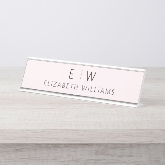 Rosa Rosa Elegant Moderner Name des Minimalistisch Schreibtischnamensplakette (Vorderseite )