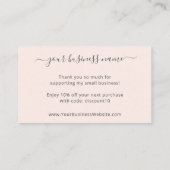 Rosa Rosa Elegante Bestellung Danke einfügen Visitenkarte (Rückseite)