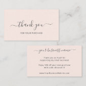 Rosa Rosa Elegante Bestellung Danke einfügen Visitenkarte (Vorne/Hinten)