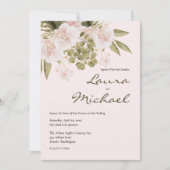 Rosa Rosa Elegante Einladung zur Hochzeit (Vorderseite)