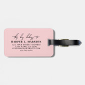 Rosa Rosa Elegante Girly Monogram Name Gepäckanhänger (Rückseite horizontal)