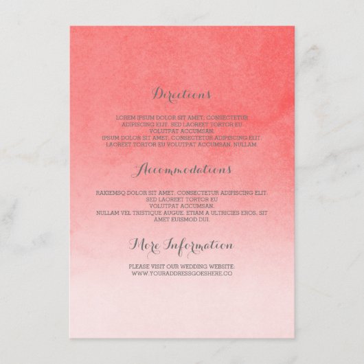 Rosa Rosa Elegante Hochzeitsdetails Begleitkarte (Vorderseite)