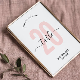 Rosa Rosa Elegante Kalligrafie Tischnummer Zeichen