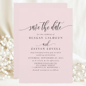 Rosa Rosa Elegante Kalligraphie Save the Date