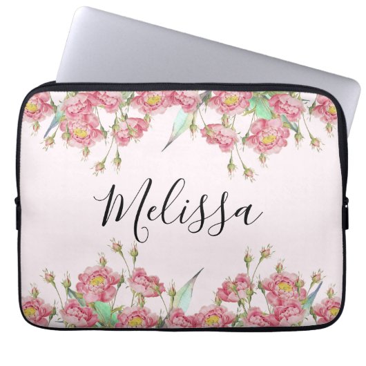 Rosa Rosa Elegante Peony Laptopschutzhülle (Vorderseite)